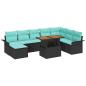 Preview: Garten-Sofa-Set mit Kissen mit Speicher 9 pcs Schwarz und blau