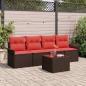 Preview: ARDEBO.de - Gartensofa-set 5 stk. Beige und Rot Poly-Rattan