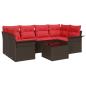 Preview: Gartensofa-set mit Kissen 7 pcs Beige und Rot Poly-Rattan