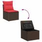 Preview: Gartensofa-set mit Kissen 7 pcs Beige und Rot Poly-Rattan