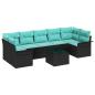 Preview: Gartensofa-set 8 stk. Schwarz und Türkis Poly-Rattan