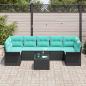 Preview: Gartensofa-set 8 stk. Schwarz und Türkis Poly-Rattan