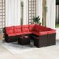 Preview: ARDEBO.de - Gartensofa-set mit Kissen 9 pcs Beige und Rot Poly-Rattan