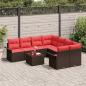 Preview: Gartensofa-set mit Kissen 9 pcs Beige und Rot Poly-Rattan