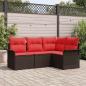 Preview: ARDEBO.de - Gartensofa-set 4 stk. Braun Poly-Rattan