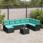 Preview: ARDEBO.de - Gartensofa-set 9 Stk. Schwarz Poly Rattan