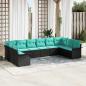 Preview: ARDEBO.de - Gartensofa-set 10 Stk. Schwarz Poly-Rattan