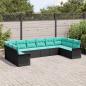 Preview: Gartensofa-set 10 Stk. Schwarz Poly-Rattan