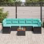 Preview: Gartensofa-set 8 pcs Schwarz und Türkis Poly-Rattan