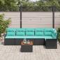 Preview: Gartensofa-set 7 stk. 6-Sitzanzahl Schwarz und Türkis