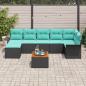 Preview: Gartensofa-set 8 pcs Schwarz und Türkis Poly-Rattan