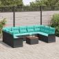 Preview: Gartensofa-set 10 pcs Schwarz und Türkis Poly-Rattan
