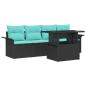 Preview: Gartensofa-set 5 Stk. Schwarz [Synthetisch]: Poly Rattan