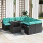 Preview: ARDEBO.de - Gartensofa-set 9 Stk. Schwarz [Synthetisch]: Poly Rattan