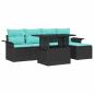 Preview: Gartensofa-set 6 Stk. Schwarz [Synthetisch]: Poly Rattan
