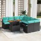 Preview: ARDEBO.de - Garten-Sofa-Set mit Speicher 9 pcs Schwarz Poly Rattan