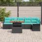 Preview: Garten-Sofa-Set 7 stk. Schwarz Poly Rattan