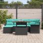 Preview: Garten-Sofa-Set 7 stk. Schwarz Poly Rattan