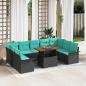 Preview: ARDEBO.de - Garten-Sofa-Set 10 Stk. Schwarz Poly Rattan