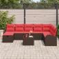 Preview: Sofa Set 9 stk. 8-Sitzanzahl Braun und Rot Poly-Rattan