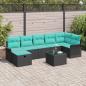 Preview: ARDEBO.de - Garten-Sofa-Set mit Kissen 8 pcs Schwarz Poly Rattan