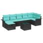 Preview: Garten-Sofa-Set mit Kissen 8 pcs Schwarz Poly Rattan