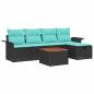 Preview: Gartensofa-set 6 Stk. Schwarz Poly Rattan