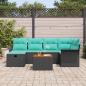 Preview: Gartensofa-set 7 Stk. Schwarz Poly Rattan