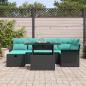 Preview: Gartensofa-set 7 Stk. Schwarz Poly-Rattan