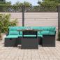 Preview: Garten-Sofa-Set 7 stk. Schwarz Poly-Rattan
