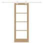 Preview: Schiebetür Natur 73,5 x 198,5 cm Massivholz Kiefer und Glas