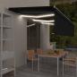 Preview: ARDEBO.de - Markise Manuell Einziehbar mit Rollo & LED 6x3 m Anthrazit