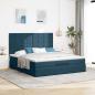 Preview: Ottoman-Bett mit Matratzen Dunkelblau 160x200 cm Samt