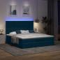 Preview: Ottoman-Bett mit Matratzen & LEDs Dunkelblau 160x200 cm Samt