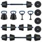 Preview: 4-in-1 Hantelset 40 kg Schwarz und Blau Zement und Eisensand