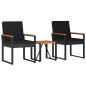 Preview: Gartenmöbel Set 3 stk. Schwarz Poly-Rattan