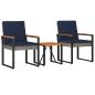 Preview: Gartenmöbel Set 3 stk. Grau und Marineblau Poly-Rattan