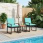 Preview: ARDEBO.de - Gartenmöbel Set 3 stk. Schwarz und Türkis Poly-Rattan