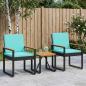 Preview: Gartenmöbel Set 3 stk. Schwarz und Türkis Poly-Rattan