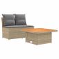 Preview: 2 Stück Garten Mittel Sofa Mit Hochklapptisch Poly-Rattan