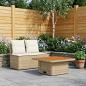 Preview: ARDEBO.de - 2 Stück Garten Mittel Sofa Mit Hochklapptisch Poly-Rattan