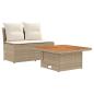 Preview: 2 Stück Garten Mittel Sofa Mit Hochklapptisch Poly-Rattan