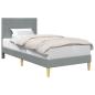 Preview: Bettrahmen mit Kopfteil Hellgrau 90 x 200 cm Stoff