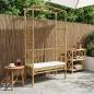 Preview: ARDEBO.de - Gartenbogen mit Sitzbank Cremeweiß 115 x 50 x 205 cm Bambus