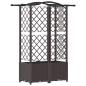 Preview: Hochbeet mit Rankgitter und Dach Braun 122 x 40 x 138 cm PP