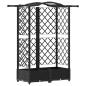 Preview: Hochbeet mit Rankgitter und Dach Schwarz 124 x 40 x 123 cm PP