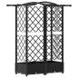 Preview: Hochbeet mit Rankgitter und Dach Schwarz 124 x 40 x 123 cm PP