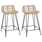 Preview: ARDEBO.de - Barhocker 2 Stk. Natur 44 x 45 x 76 cm Rattan und Stahl