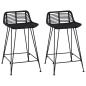 Preview: Barhocker 2 Stk. Schwarz 44 x 45 x 76 cm Rattan und Stahl