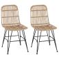 Preview: Esststuhl 2 Stk. Rattan und Stahl Natur 41 x 55 x 85 cm